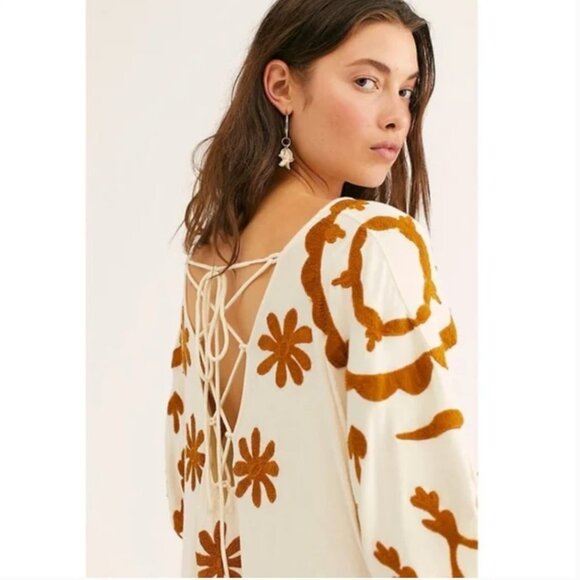 NWOT Free People Laguna Surf Maxi Tee in Ivory Combo Size XS - Picture 3 of 7